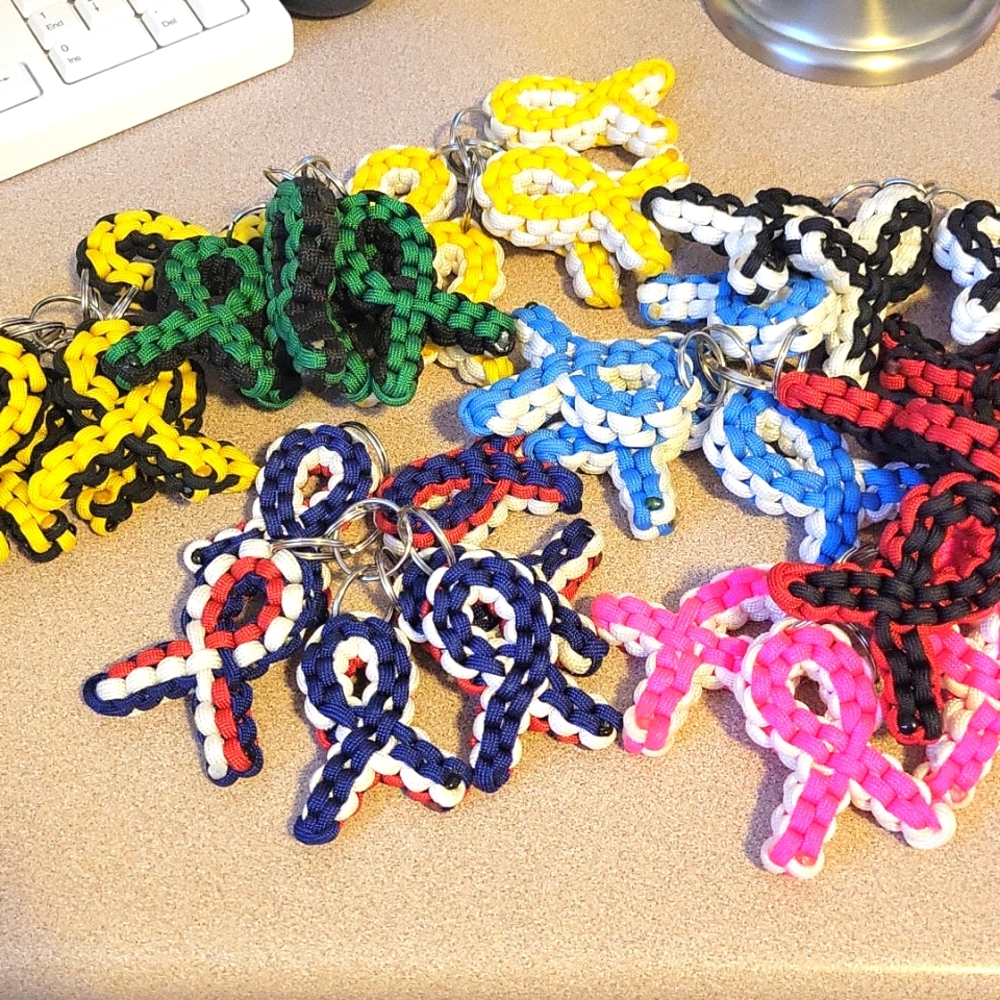 Awareness ribbon paracord keychains